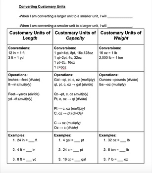Preview of Converting Customary Units