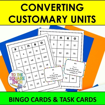 Preview of Converting Customary Units Bingo Game Task Card Activity