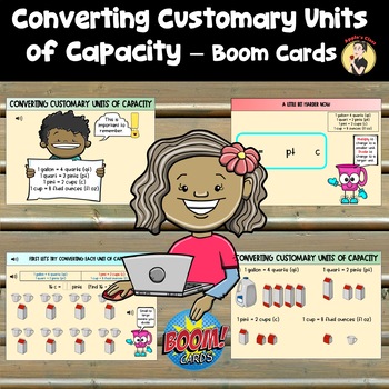 Preview of Converting Customary Units of Capacity - BOOM Cards - Distance Learning