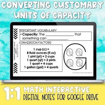 Preview of Converting Customary Units of Capacity Digital Notes