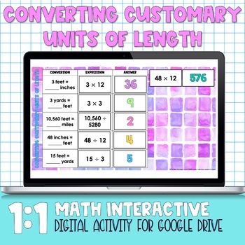 Preview of Converting Customary Units of Length Digital Practice Activity