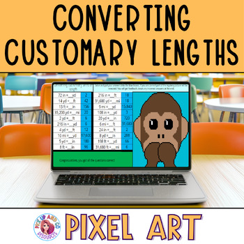 Preview of Converting Customary Units of Length Pixel Art Digital Activity
