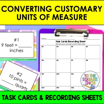Preview of Converting Customary Units of Measure Task Cards | Math Center Practice Activity