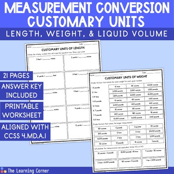 Preview of Converting Customary Units of Measurement Worksheets - Length, Weight, Capacity