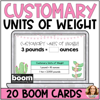 Preview of Convert Customary Units of Weight Digital Boom Cards - 4th Grade Math Center