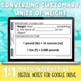 Converting Customary Units of Weight Digital Notes