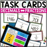 Converting Decimals to Fractions Task Cards | Print and Di