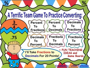 Preview of Decimals, Percent and Fractions Engaging Games For Grades 5 and Up
