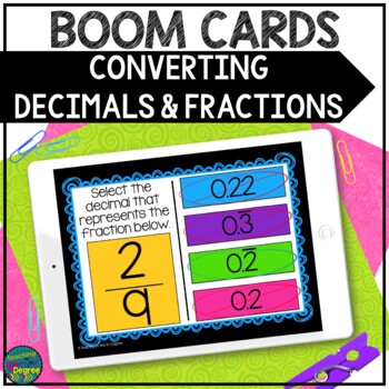 Preview of Converting Decimals and Fractions BOOM CARDS