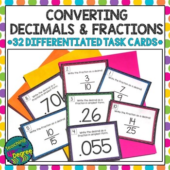 Preview of Converting Decimals and Fractions Task Cards