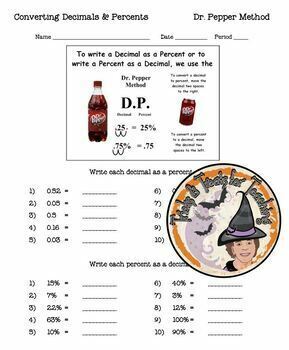 converting decimals and percents using dr pepper method