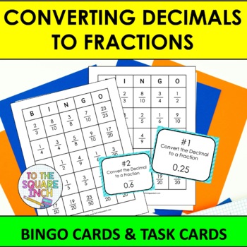 Preview of Converting Decimals to Fractions Bingo Game | Task Cards | Whole Class Activity
