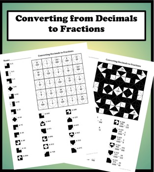 Preview of Converting Decimals to Fractions Color Worksheet