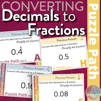 Preview of Converting Decimals to Fractions SCAVENGER HUNT
