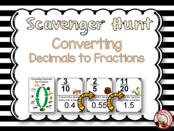 Preview of Converting Decimals to Fractions - Scavenger Hunt