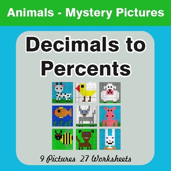 Converting Decimals to Percents - Color-By-Number Math Mystery Pictures