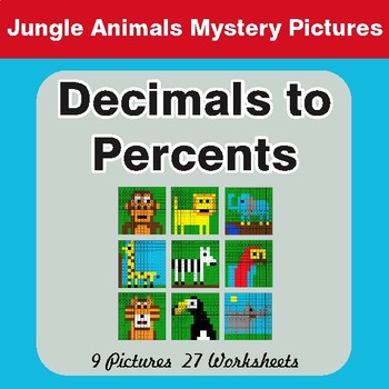 Converting Decimals to Percents - Color-By-Number Math Mystery Pictures