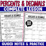 Converting Decimals to Percents Guided Lesson Notes Skills