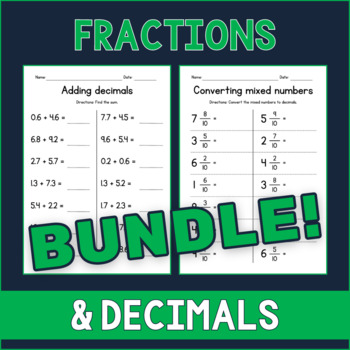 Preview of Converting Fractions - Comparing & Adding & Subtracting Decimals BUNDLE