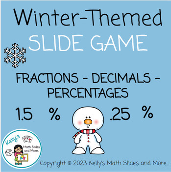 Preview of Converting Fractions/Decimals/Percentages - Math Slide Game - Winter Version