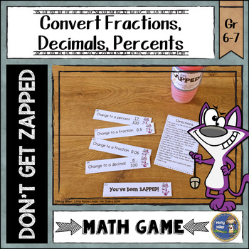 Preview of Converting Fractions, Decimals, Percents Don't Get ZAPPED Partner Math Game