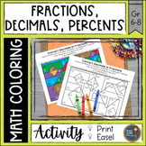 Converting Fractions Decimals Percents Math Color Pages