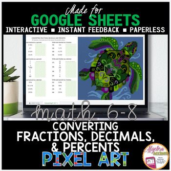 Preview of Converting Fractions Decimals Percent Google Sheets Math Digital Pixel Art