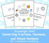 Converting Fractions, Decimals, and Mixed Numbers Scavenger Hunt!