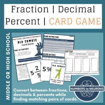 Preview of Converting Fractions Decimals Percents Matching Activity - Fun Card Game