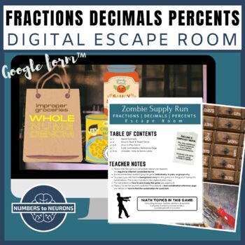 Preview of Converting Between Fractions, Decimals and Percents: Online Escape Room Activity