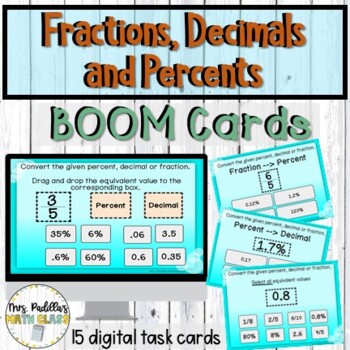 Preview of Converting Fractions, Decimals, and Percents BOOM CARDS for Distance Learning