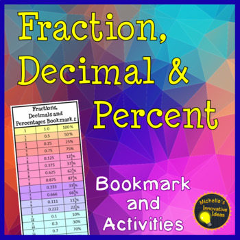 Preview of Converting Fractions, Decimals and Percents Bookmark