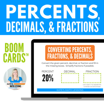 Preview of Converting Fractions, Decimals and Percents Boom Cards Digital Activity