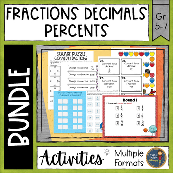 Preview of Converting Fractions Decimals and Percents Bundle Activities