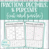 Converting Fractions, Decimals, and Percents Cut and Paste