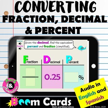 Preview of Converting Fractions, Decimals and Percents Digital Activity - Boom Cards