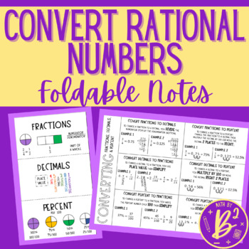 Preview of Converting Fractions, Decimals, and Percents Foldable Notes