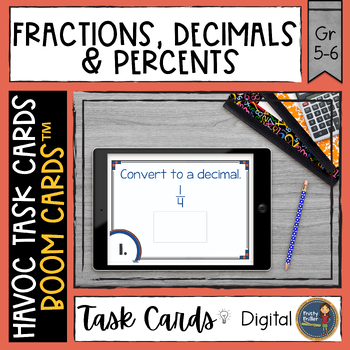 Preview of Converting Fractions Decimals and Percents Havoc Boom Cards™ Digital Task Cards