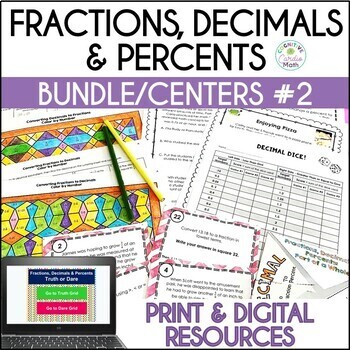 Preview of Converting Fractions, Decimals, and Percents Math Activities, Games, Task Cards