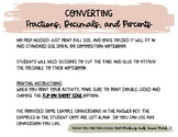 Converting Fractions, Decimals, and Percents - NO PREP fol