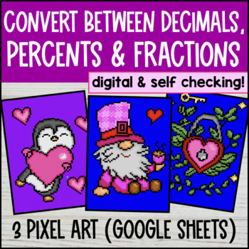 Preview of Converting Fractions, Decimals, and Percents Pixel Art | Decimals to Fractions