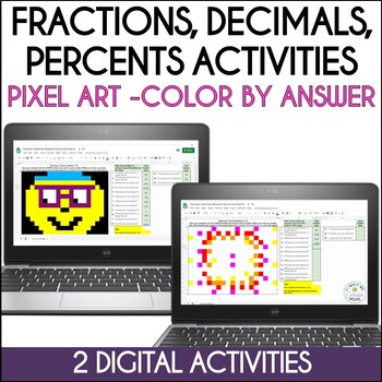 Preview of Converting Fractions, Decimals, and Percents Pixel Art Math Digital Resource