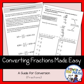 Preview of Converting Fractions Made Easy {A Guide to Converting Fractions}