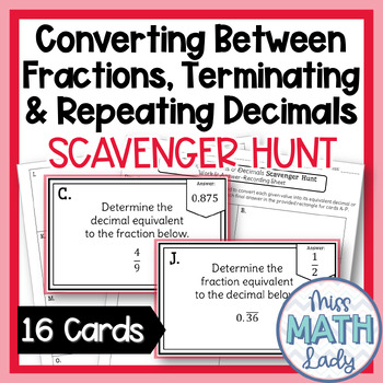 Preview of Converting Fractions Terminating and Repeating Decimals Scavenger Hunt