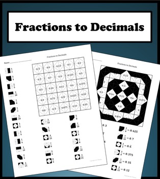 Preview of Converting Fractions To Decimals Color Worksheet