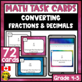 Converting Fractions and Decimals  | Paper or Digital Task Cards