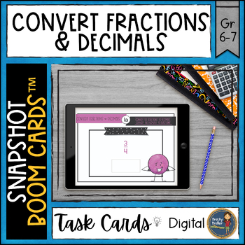 Preview of Converting Fractions and Decimals Snapshot Boom Cards™ Digital Task Cards