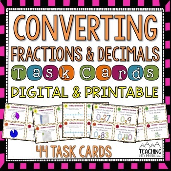Preview of Converting Fractions and Decimals Task Cards