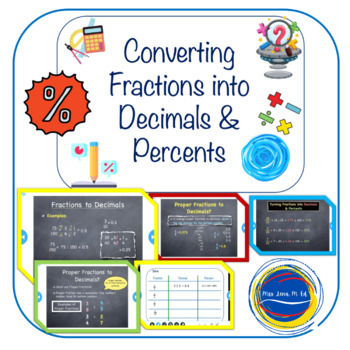 Preview of Converting Fractions into Decimals and Percents 7th Grade Math