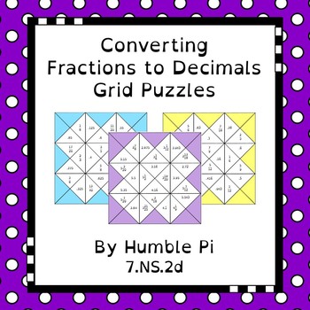 Preview of Converting Fractions to Decimal Grid Puzzles- 7.NS.2d